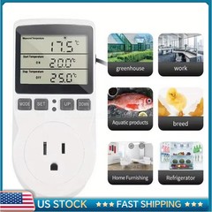 Temperature Controller Heating Cooling with Probe Digital Thermostat Outlet Plug