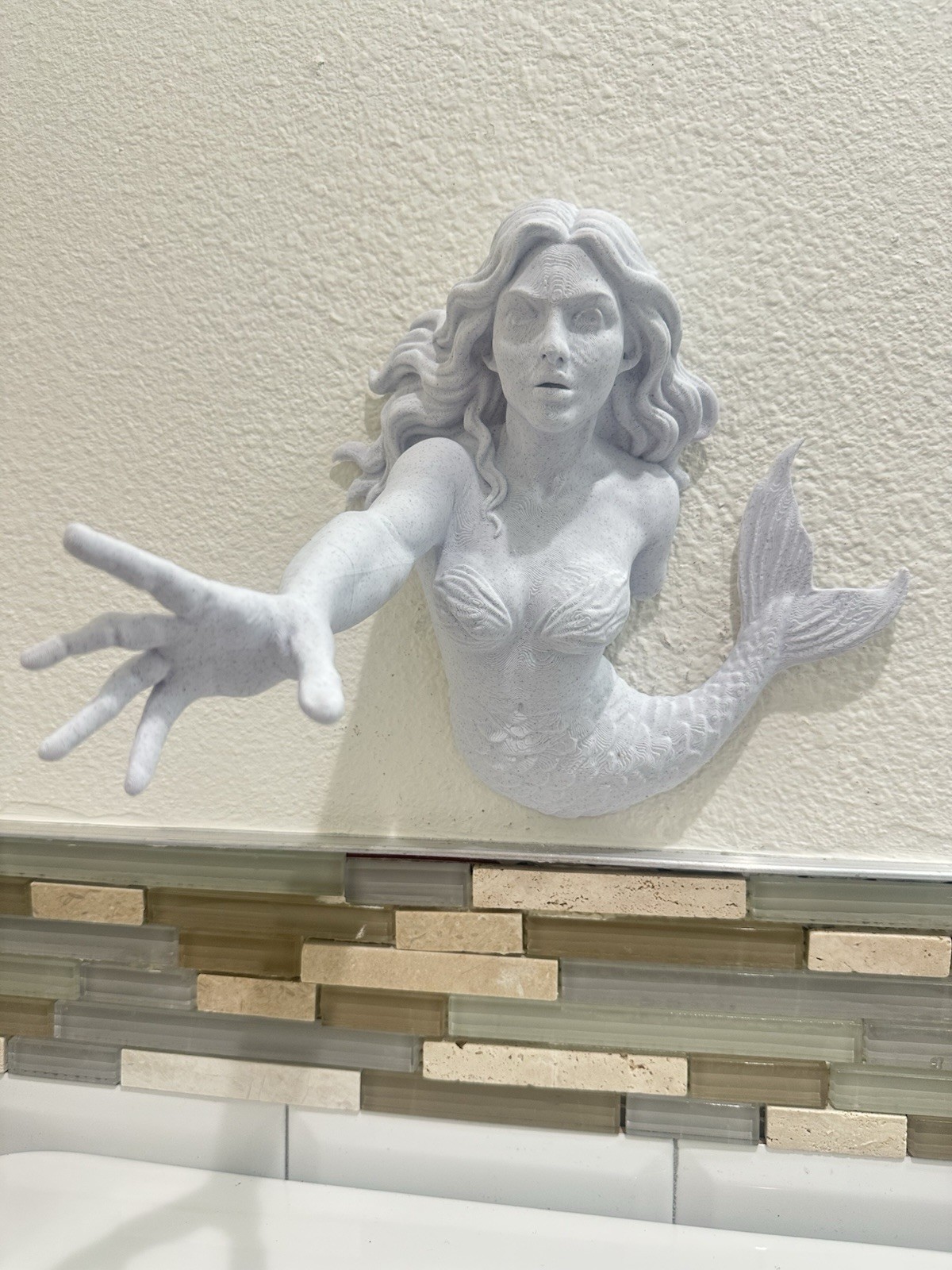 Mermaid Reaching Hand 9x9x7 Wall Mount Hanging Sculpture Art Fantasy Ocean Decor gallery