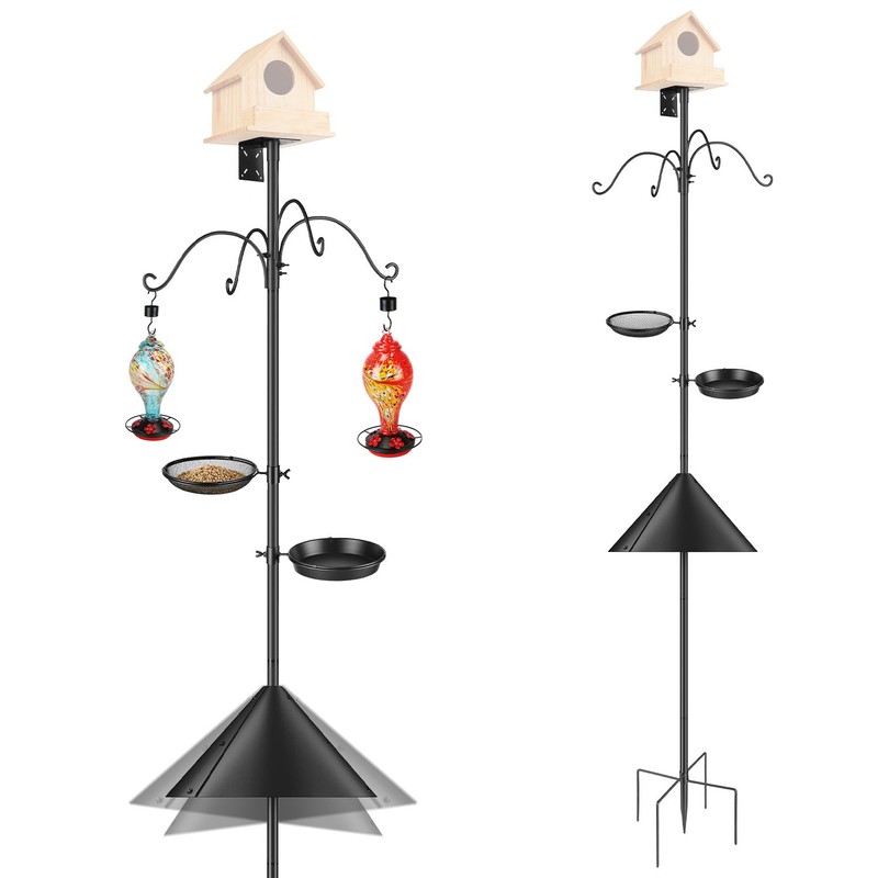 94" Squirrel Proof Bird Feeder Pole - Heavy Duty Bluebird House Pole w/5-Pronged gallery