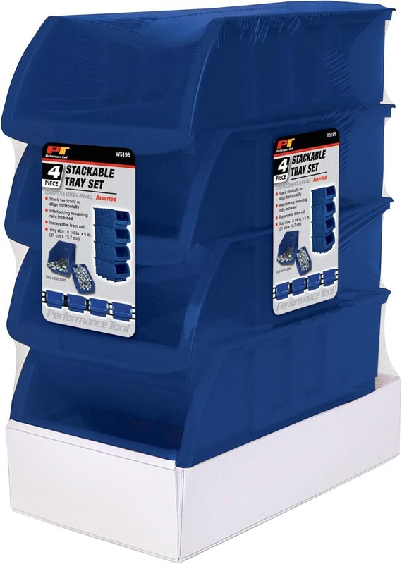 Large Stackable Storage Trays Adjustable Vertical or Horizontal Position 4 Pack gallery