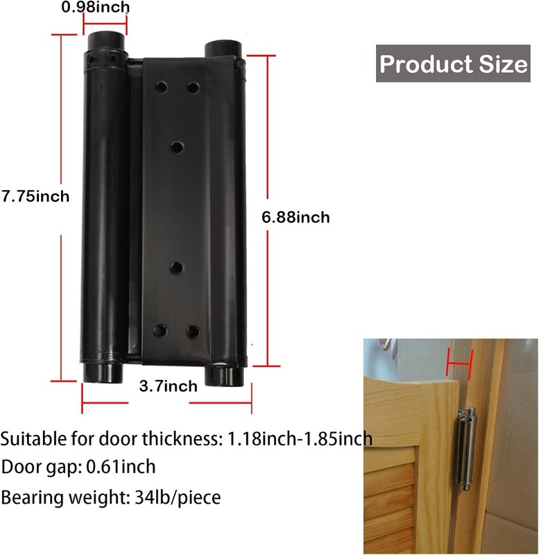 NEW 8in Double Action Spring Hinges Self Closing Door Stainless Steel Pair gallery