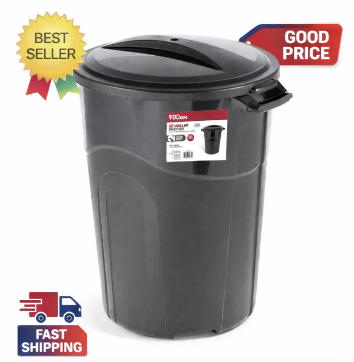 32 Gallon Heavy Duty Injection Molded Trash Can with Click Lock Lid gallery