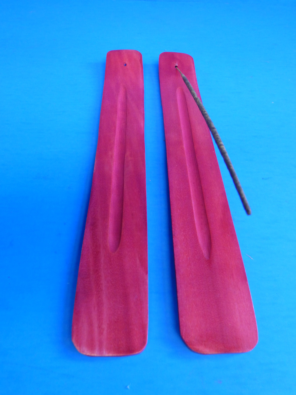 2pc Set 10 INCH Wood Stick Incense Burner Ash Catcher Holder RED FREE SHIP NEW gallery