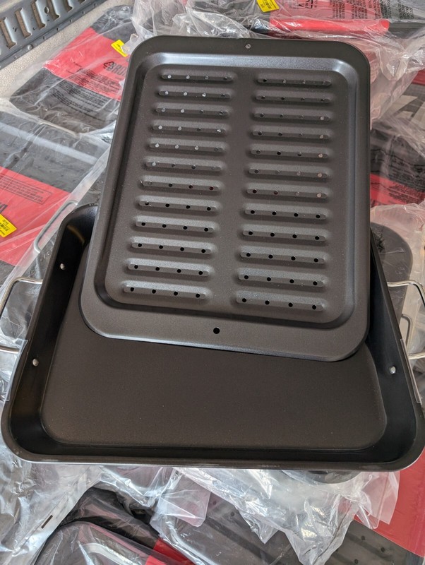 2-piece Broiler Pan & Roasting Rack Black 13x17 Inch Grill Roast Broil Bake gallery