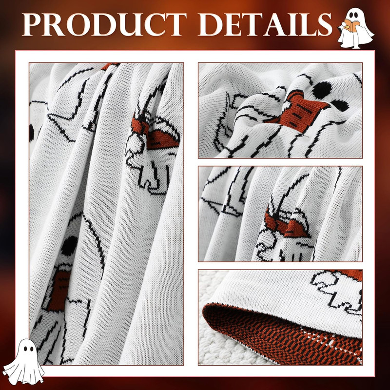 Easter Day Halloween Ghost Reading Book Blanket 50 x 60 Inches Soft Knit Throw w gallery