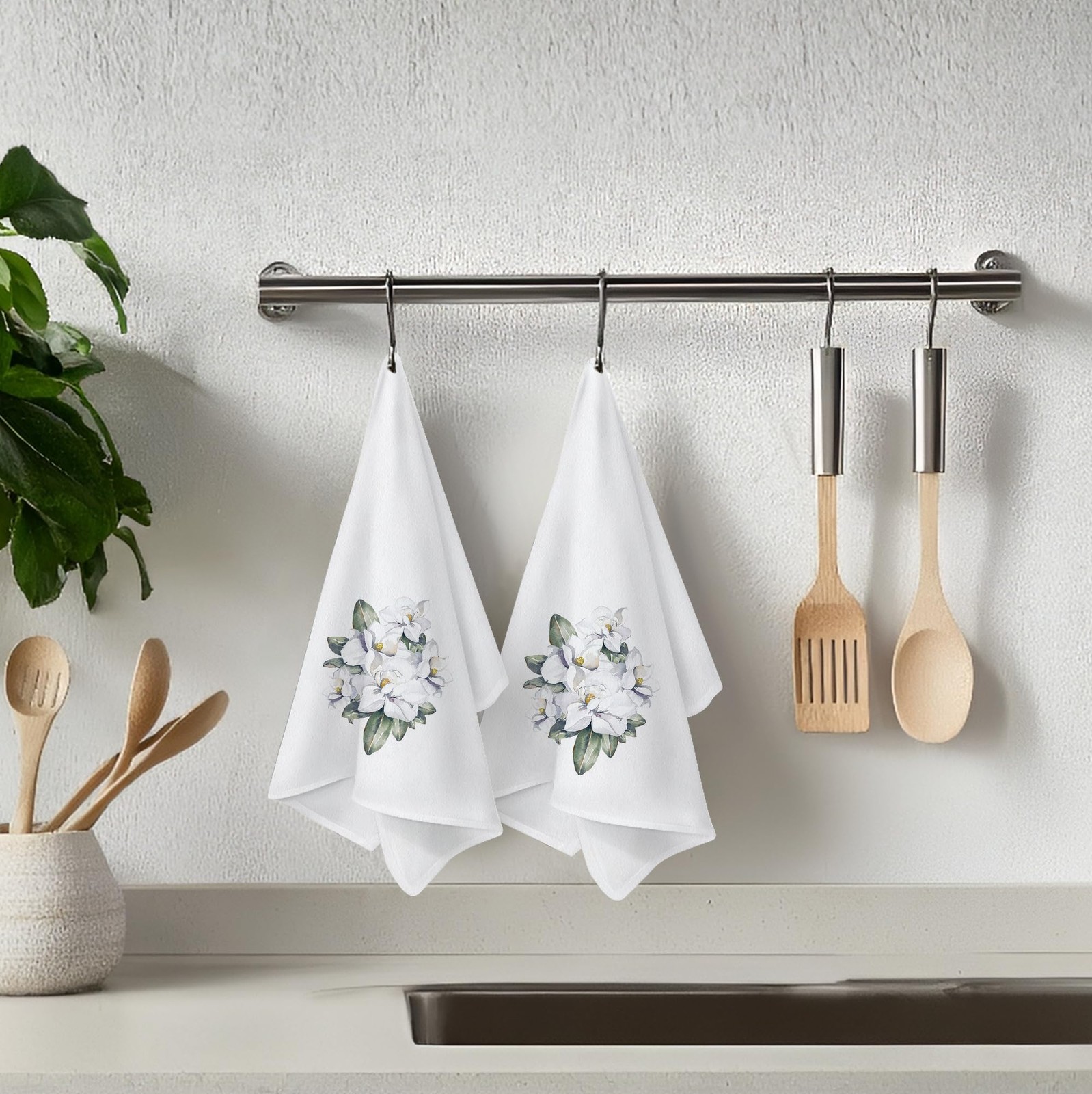 Magnolia Bath Hand Dish Towels Decor for Bathroom Kitchen, Magnolia Gifts for... gallery