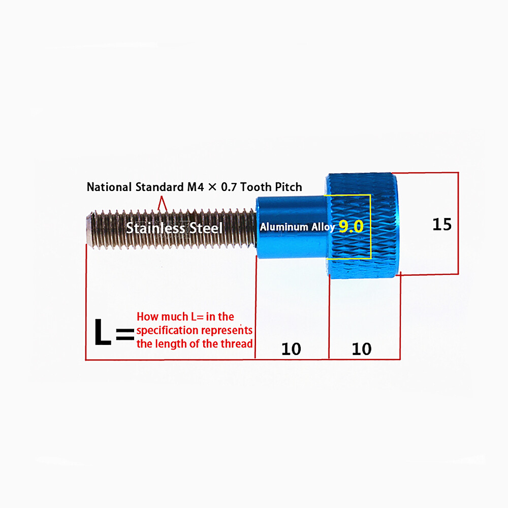2 Pcs Aluminium Alloy + Stainless Steels Knurled Thumb Screw M4 * 5mm - 50mm gallery