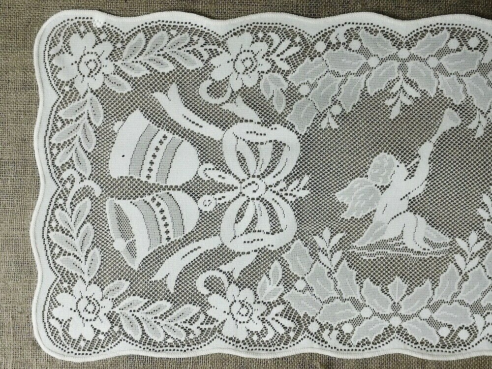 White 16" X 54" Quaker Lace Table Runner Valentine Wedding Christmas gallery