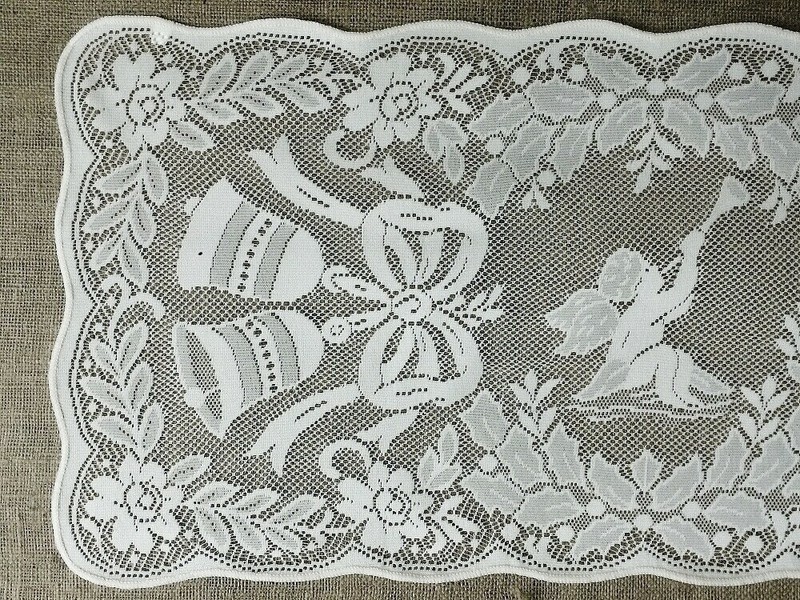 White 16" X 54" Quaker Lace Table Runner Valentine Wedding Christmas gallery