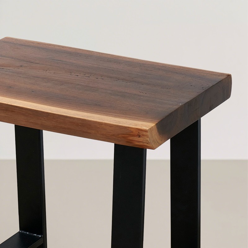 Rustic Teak Bench Table Natural Edge Solid Wood Seat Entryway Hallway Seating gallery