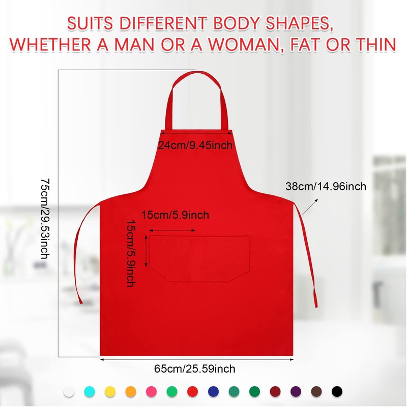 14 Pcs Plain Bib Aprons Bulk with 2 Pockets Adult Mixed Color Commercial Cooking gallery