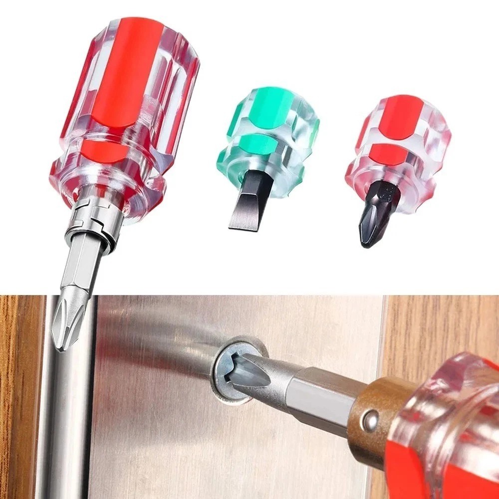 3Pcs Mini Screwdriver Set Short Flat & Phillips 2-in-1 Repair Tool Kit USA gallery