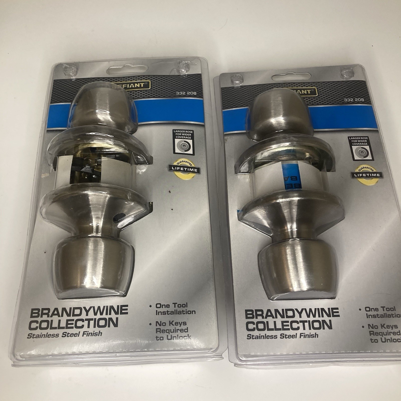 Lot Of 2 Defiant Bed & Bath Door Knobs Brandywine Stainless Steel Finish 332208 gallery