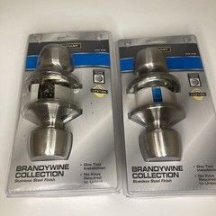 Lot Of 2 Defiant Bed & Bath Door Knobs Brandywine Stainless Steel Finish 332208