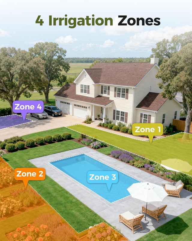 4 Zone Sprinkler Timer with Large Display Digital Control Rain Delay for Garden gallery