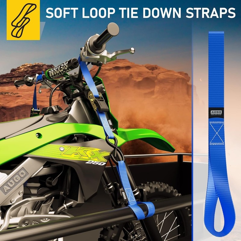 Soft Loop Tie Down Straps - 1,500 Load Capacity & 4,500 Lbs Breaking Strength - gallery
