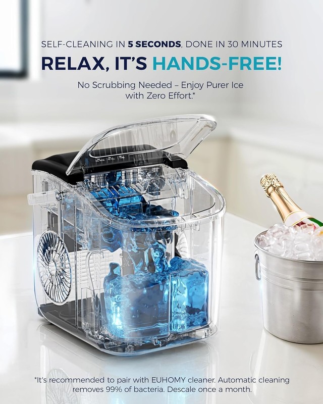 Countertop Ice Maker Machine with Handle, 26lbs in 24Hrs, 9 Ice Cubes Ready in gallery