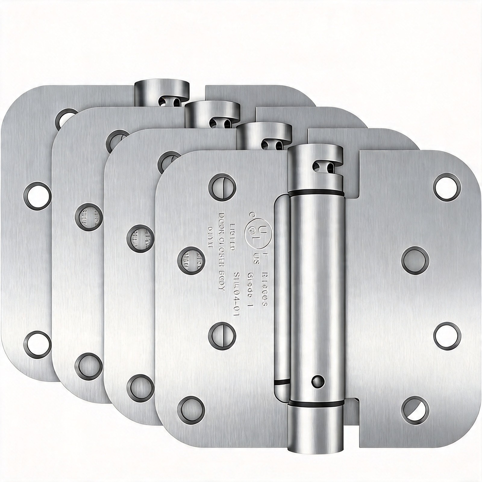 HOSOM 4 Pack Self Closing Spring Hinges 4 Inch Brushed Nickel Adjustable Tension gallery