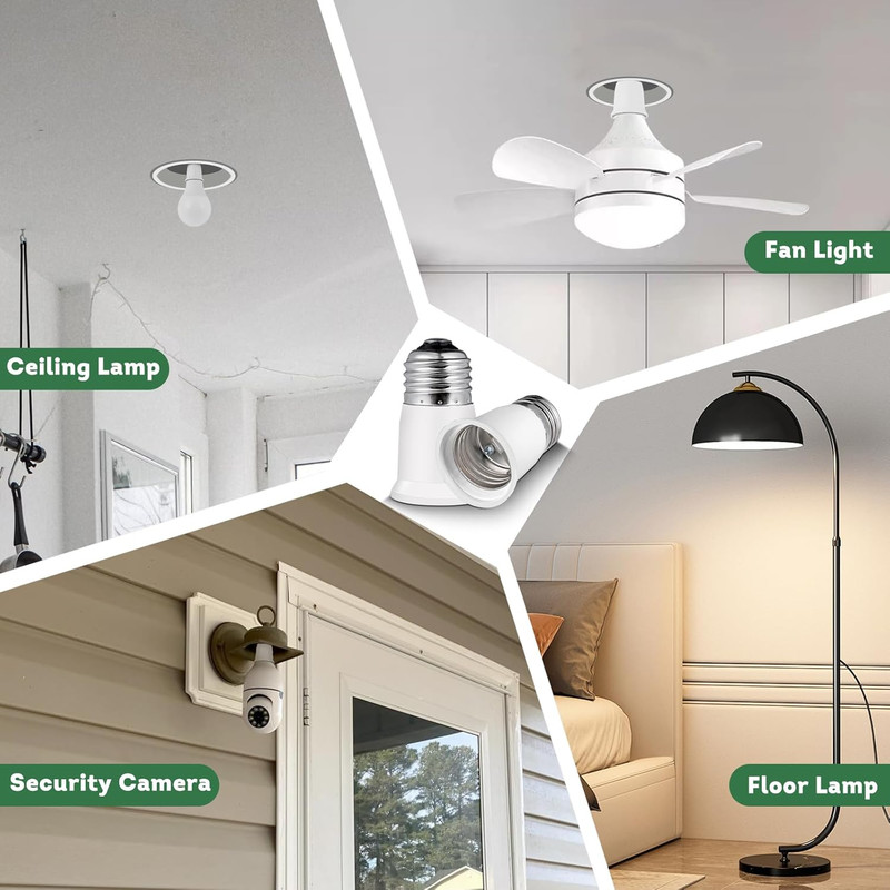 Light Socket Extender,E26 to E26 Medium Screw Bulb Socket Extension Adapter,Rece gallery