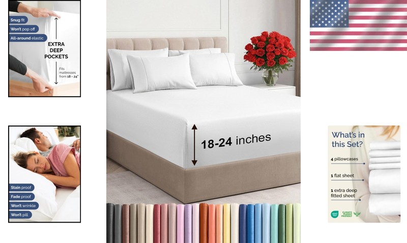 Extra Deep Queen Sheet Set - Soft & Cozy Microfiber Sheets gallery