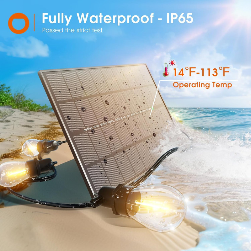 addlon 200FT(192+8) Solar String Lights Outdoor Waterproof with 6W Panel USB & R gallery