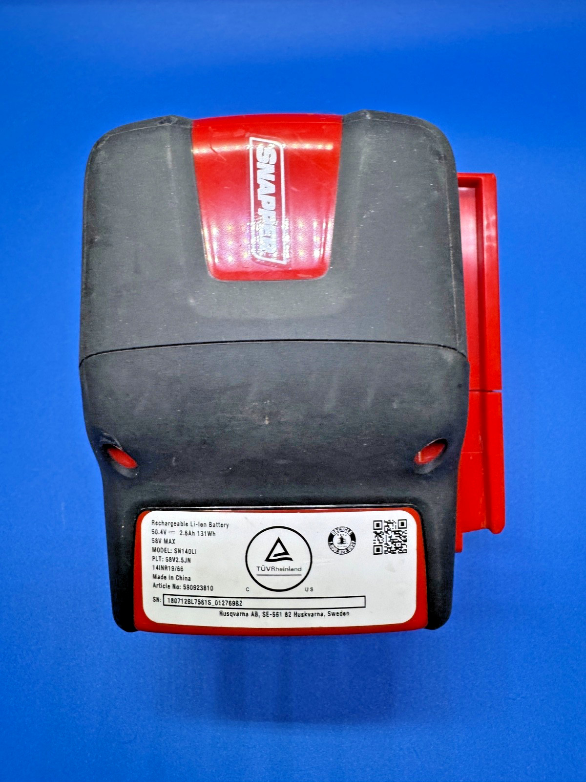 SNAPPER [SN140LI] 58V 5.2AH 262WH LITHIUM ION BATTERY - Untested For Parts gallery