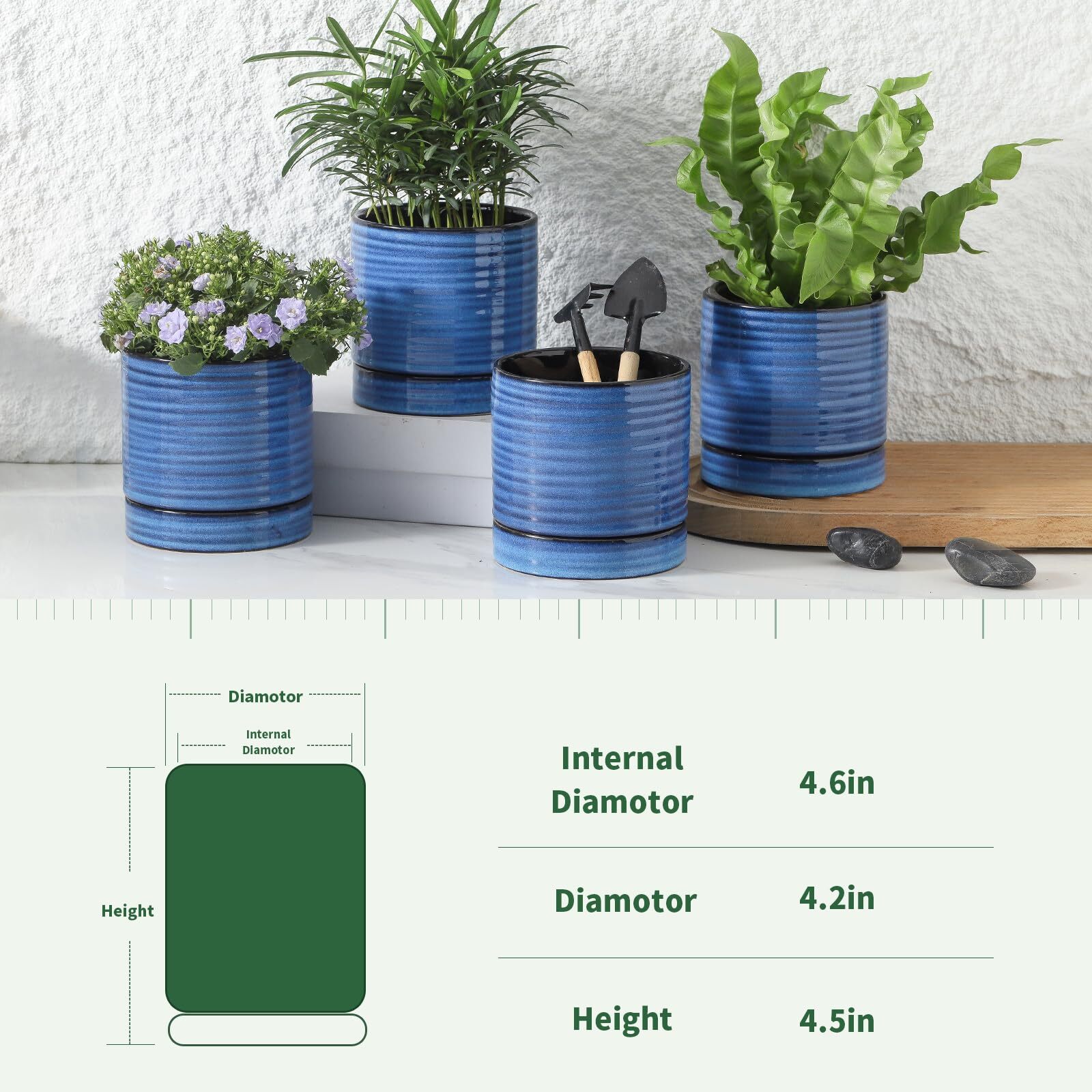 Ceramic Plant Pots 4.6 Inch Succulent Flower Pots for Indoor Plants Modern Gl... gallery