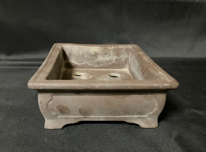 Japanese Bonsai Pot Rectangular Unglazed Brown Medium Signed Vintage gallery
