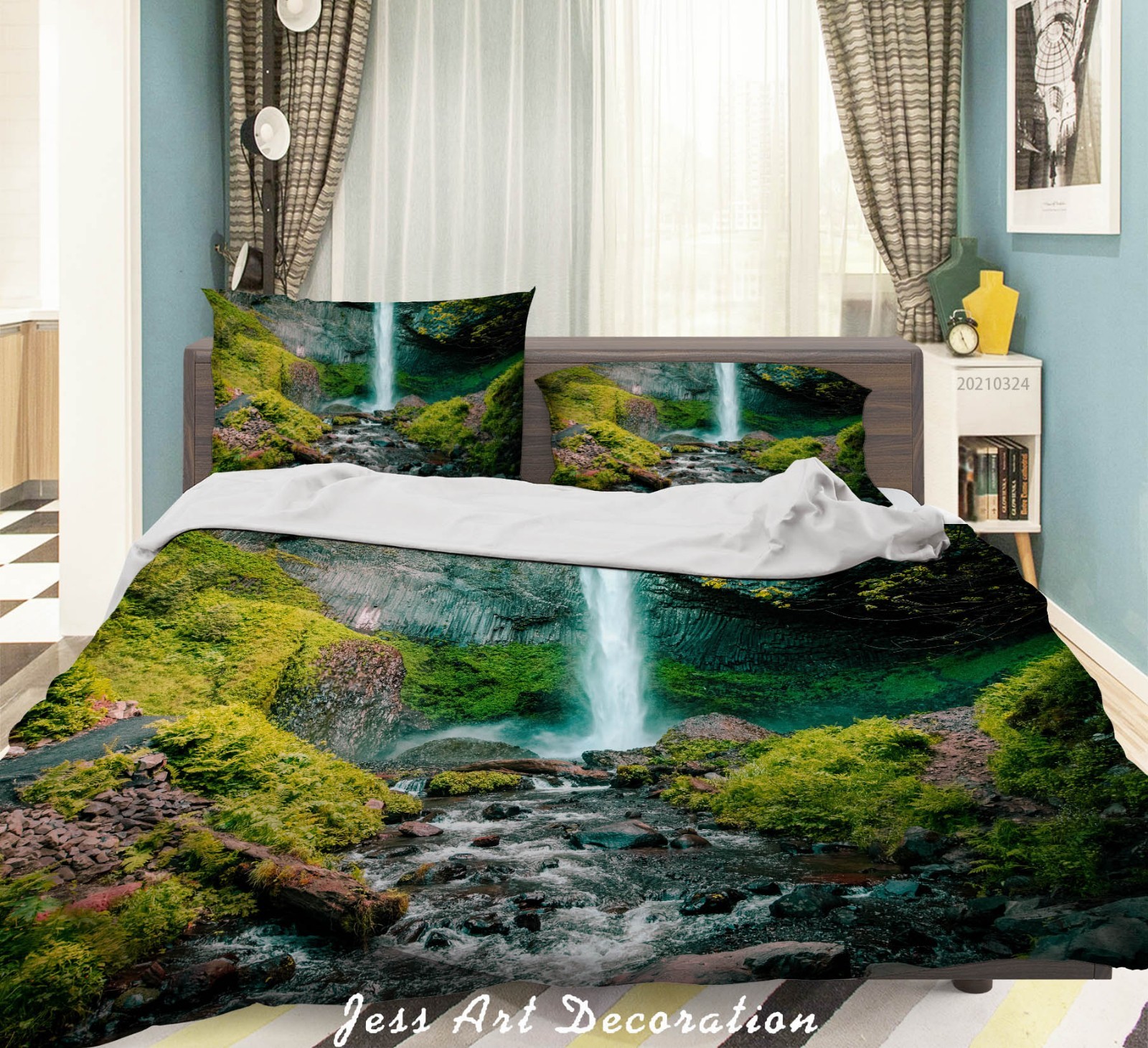 3D Rocks Waterfall Landscape Quilt Cover Set Bedding Sets Pillowcases gallery