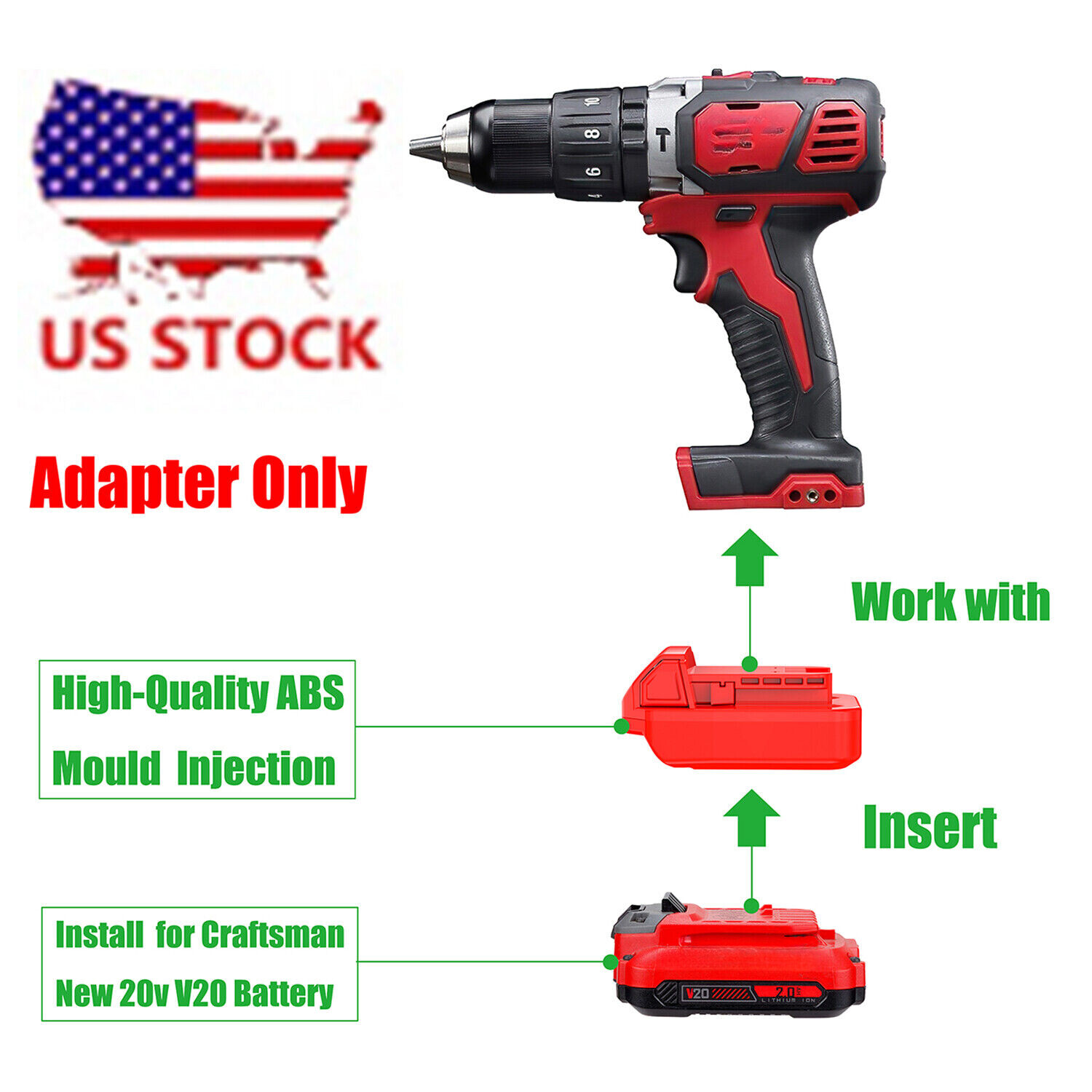 1x Adapter for Milwaukee M18 Type Tools To for Craftsman V20 NEW 20v Battery gallery