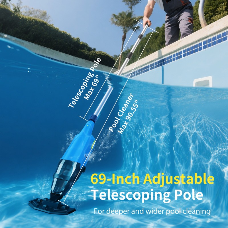 Powered Cordless Handheld Pool Vacuum, Rechargeable Pool Cleaner 60 Mins Runtime gallery
