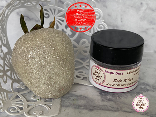 Edible Glitter dust SOFT SILVER ( 6 grams ) Magic dust , Kosher, Gluten free gallery