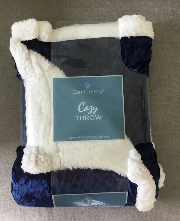 Comfort Bay Cozy Throw Blanket Blue & White 50 In X 60 In (127 Cm X 152 Cm ) gallery