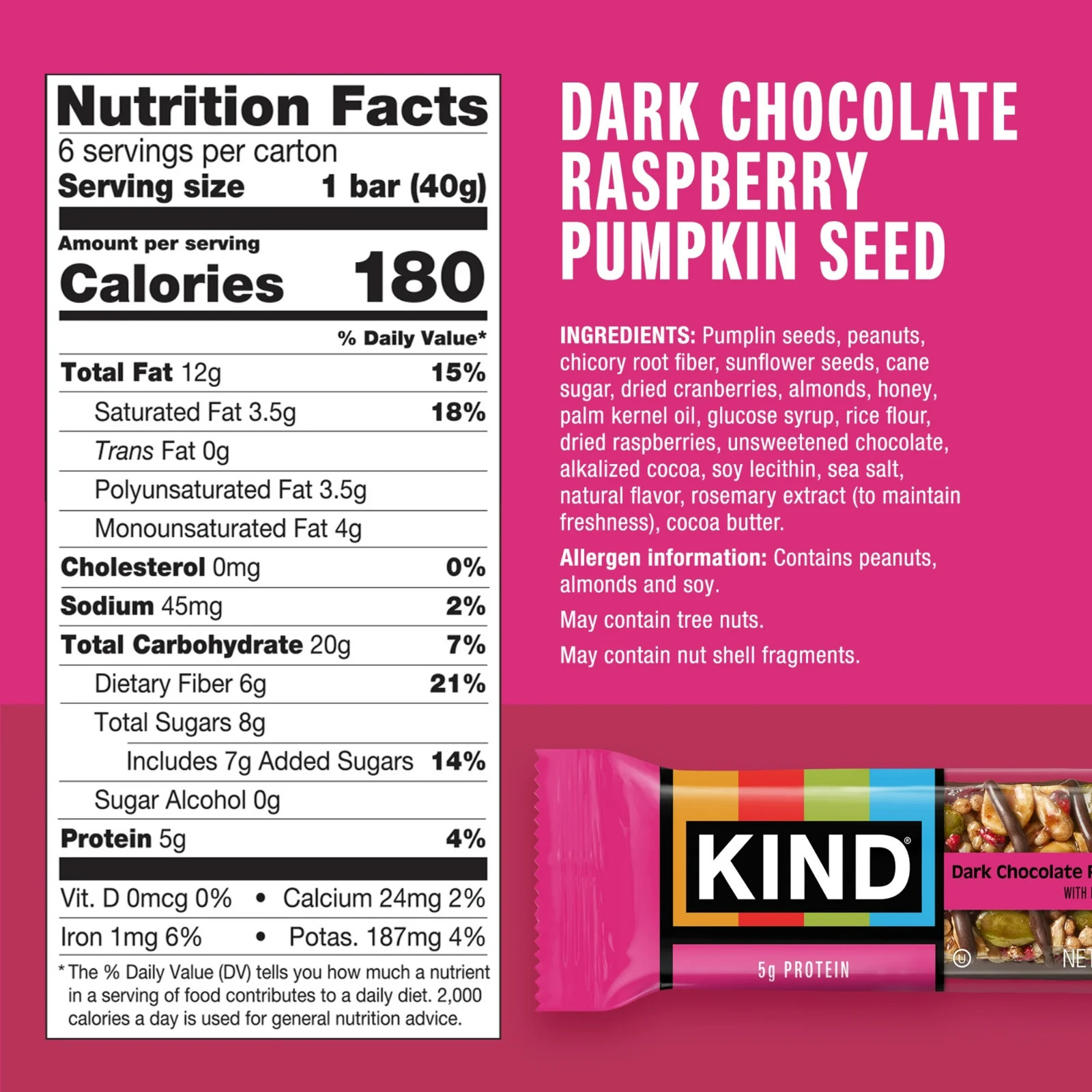 KIND Seeds Fruit & Nuts Snack Bar, 6 Count Box gallery