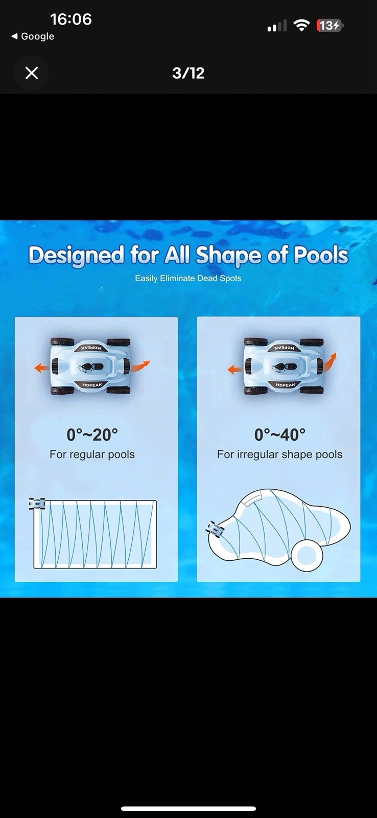 Cordless Robotic Pool Cleaner,Automatic Pool Vacuum Robot for In-Ground/Above gallery