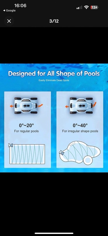 Cordless Robotic Pool Cleaner,Automatic Pool Vacuum Robot for In-Ground/Above gallery