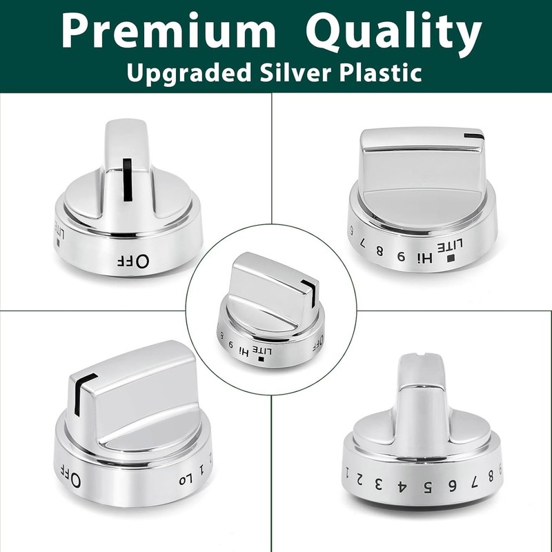 5Pack Stainless Steel Control Knob Compatible with GE Gas Range Stove WB03X24818 gallery