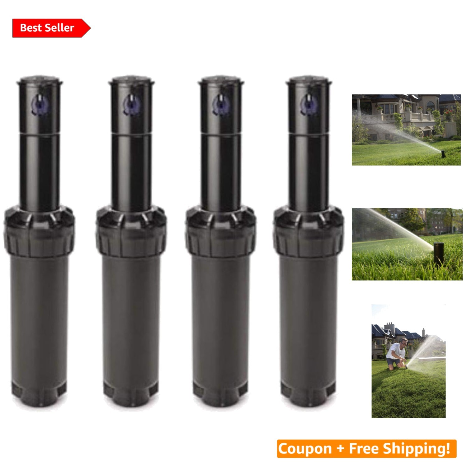 5000 Rotary Sprinkler Heads 4-Pack - Adjustable 40-360 Degrees Coverage gallery