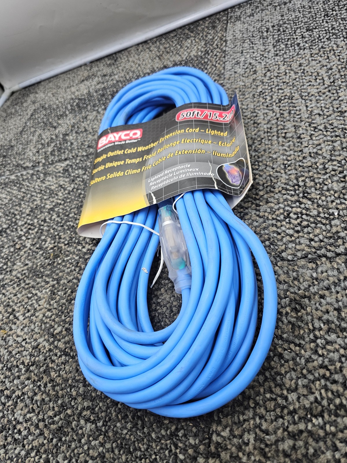 BAYCO SL-991: 50' Cold Weather Extension Cord With Single Lighted Outlet - 13amp gallery