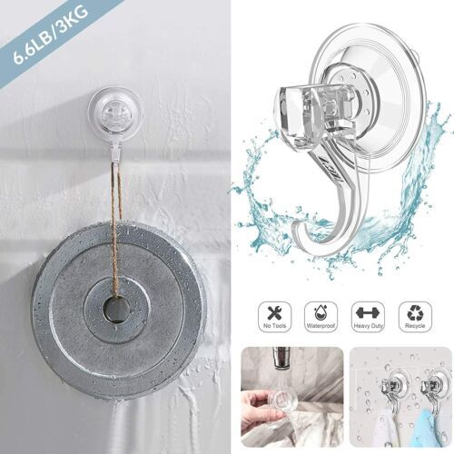2PCS Heavy Duty Suction Cup Hook Cup Wall Wreath Hanger Window Shower Kitchen gallery