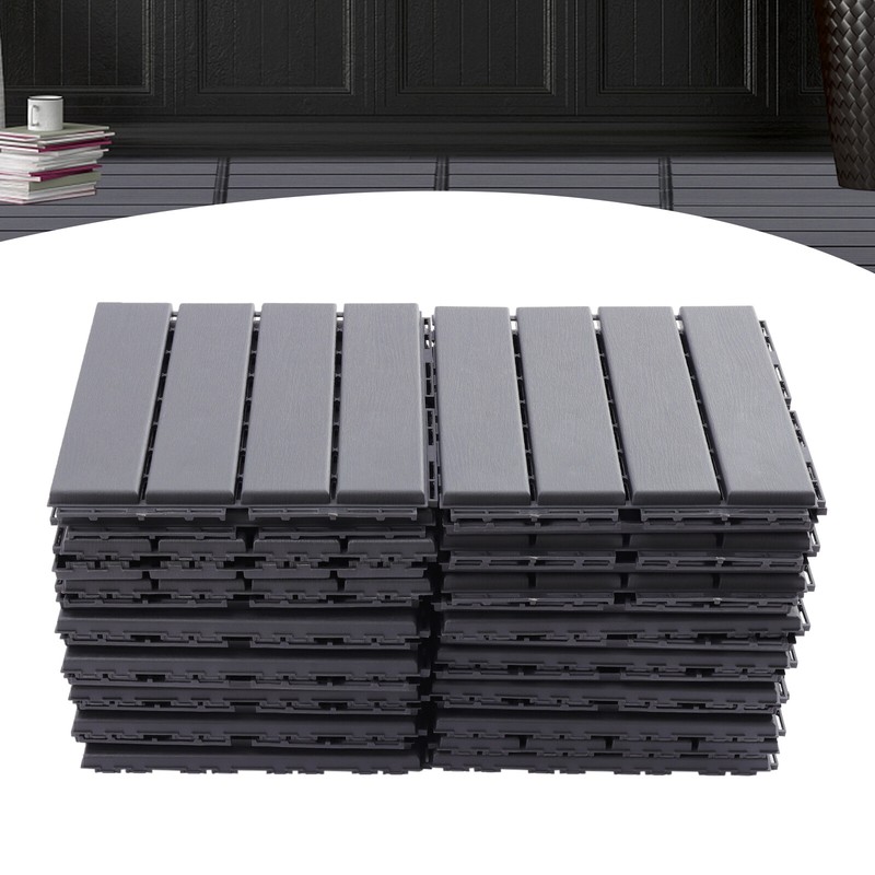12"x12" 30 Pack Interlocking Deck Tiles Outdoor Patio Floor Tiles Dark Gray New gallery