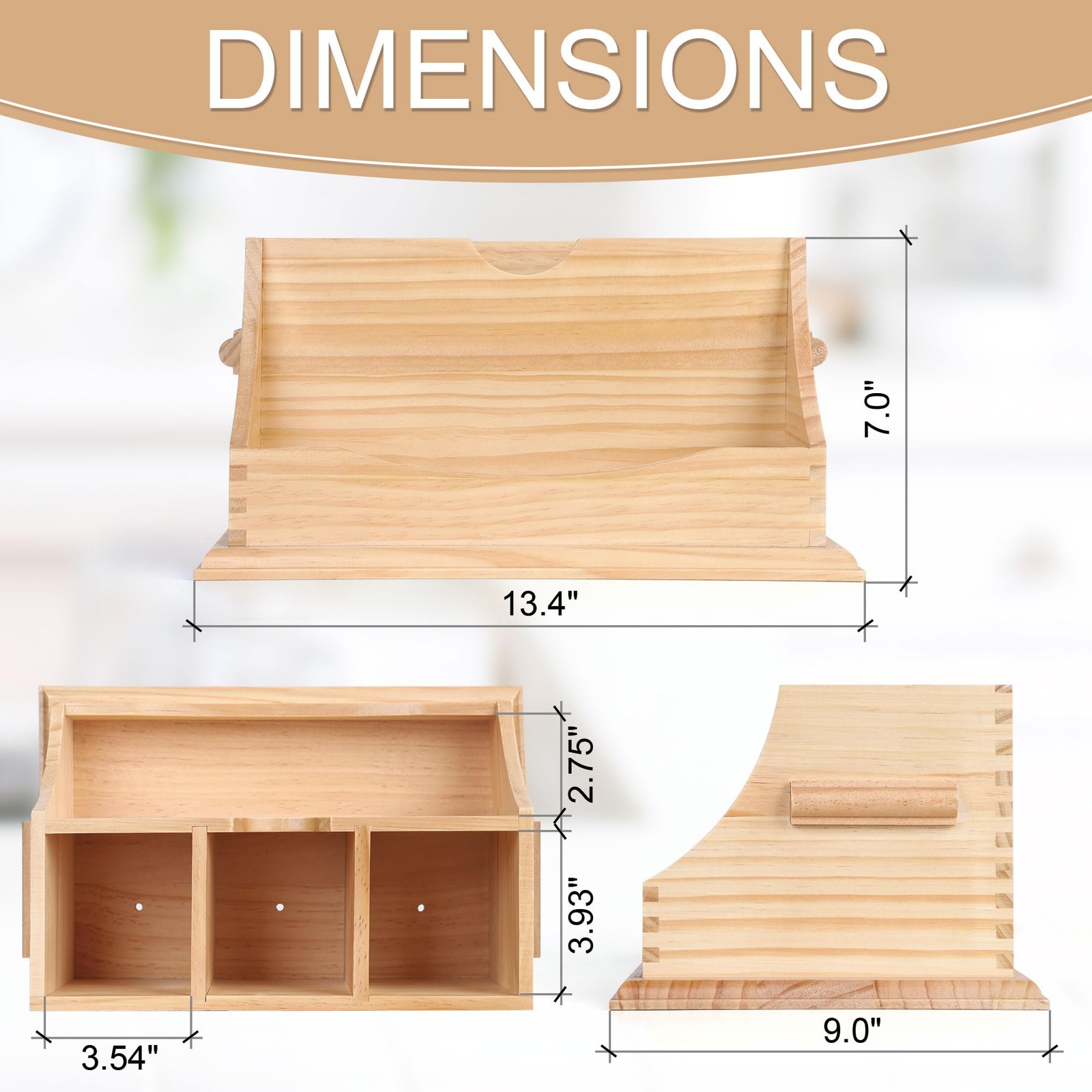 Kitchen Utensil Holder for Countertop with 4 Compartments, Natural Color(Uten... gallery