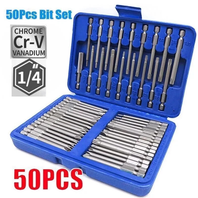 50Pc Long 75Mm Hex Torx Star Security Bit Set Tamper Proof Screwdriver With Case gallery