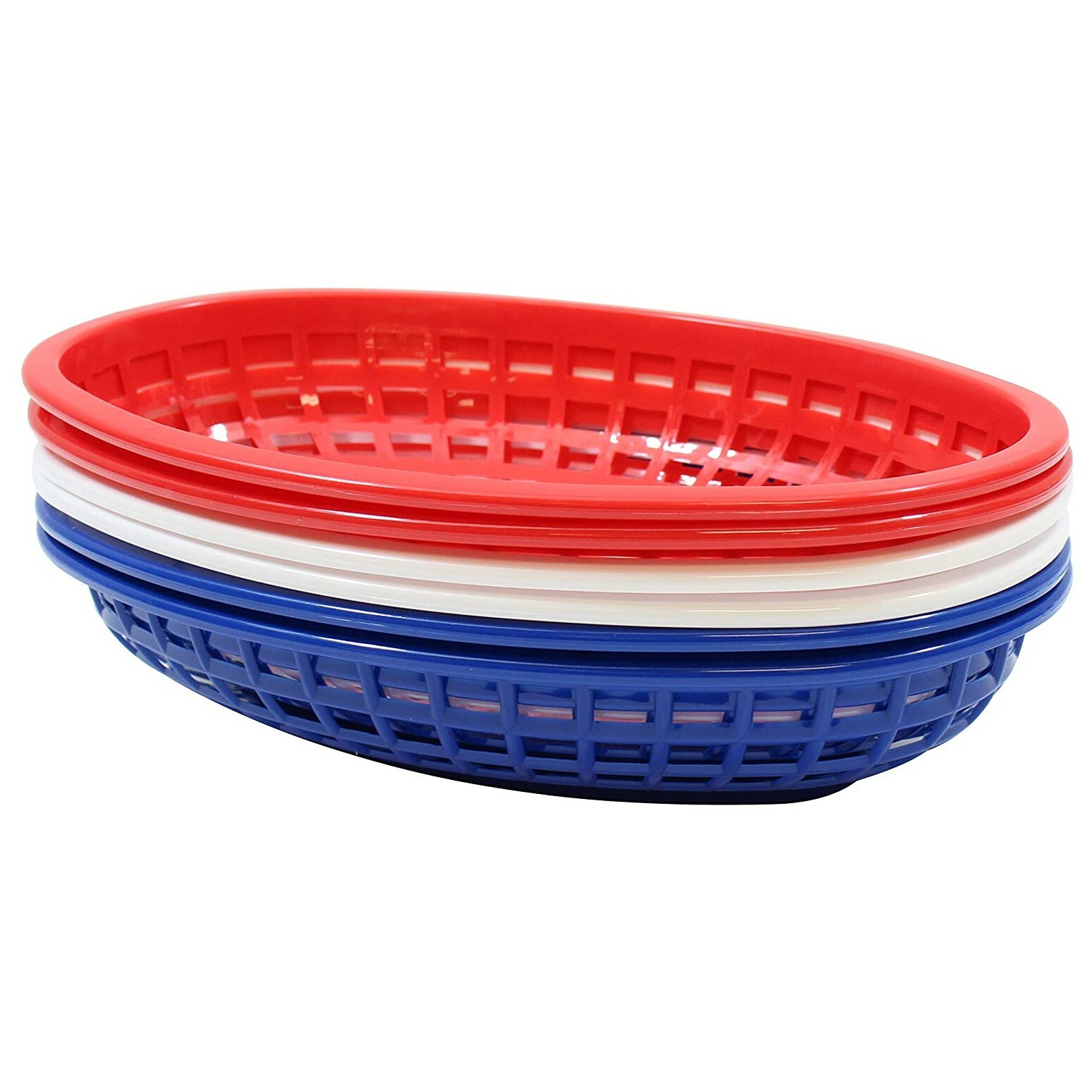 TableCraft BBQ Food & Snack Red, White & Blue Oval Serving Basket - Set of 6 gallery