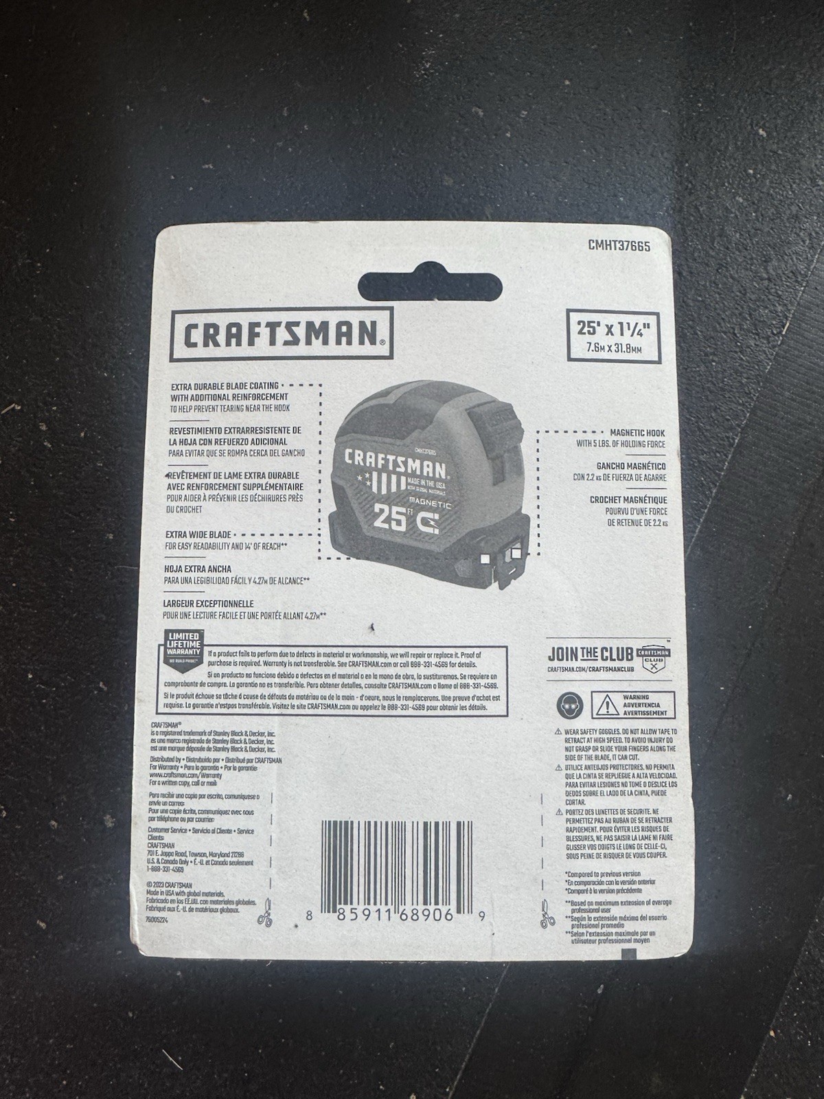 Craftsman CMHT37665 Magnetic Measuring Tape, 25 ft x 1-1/4 in, Extra Wide Blade gallery