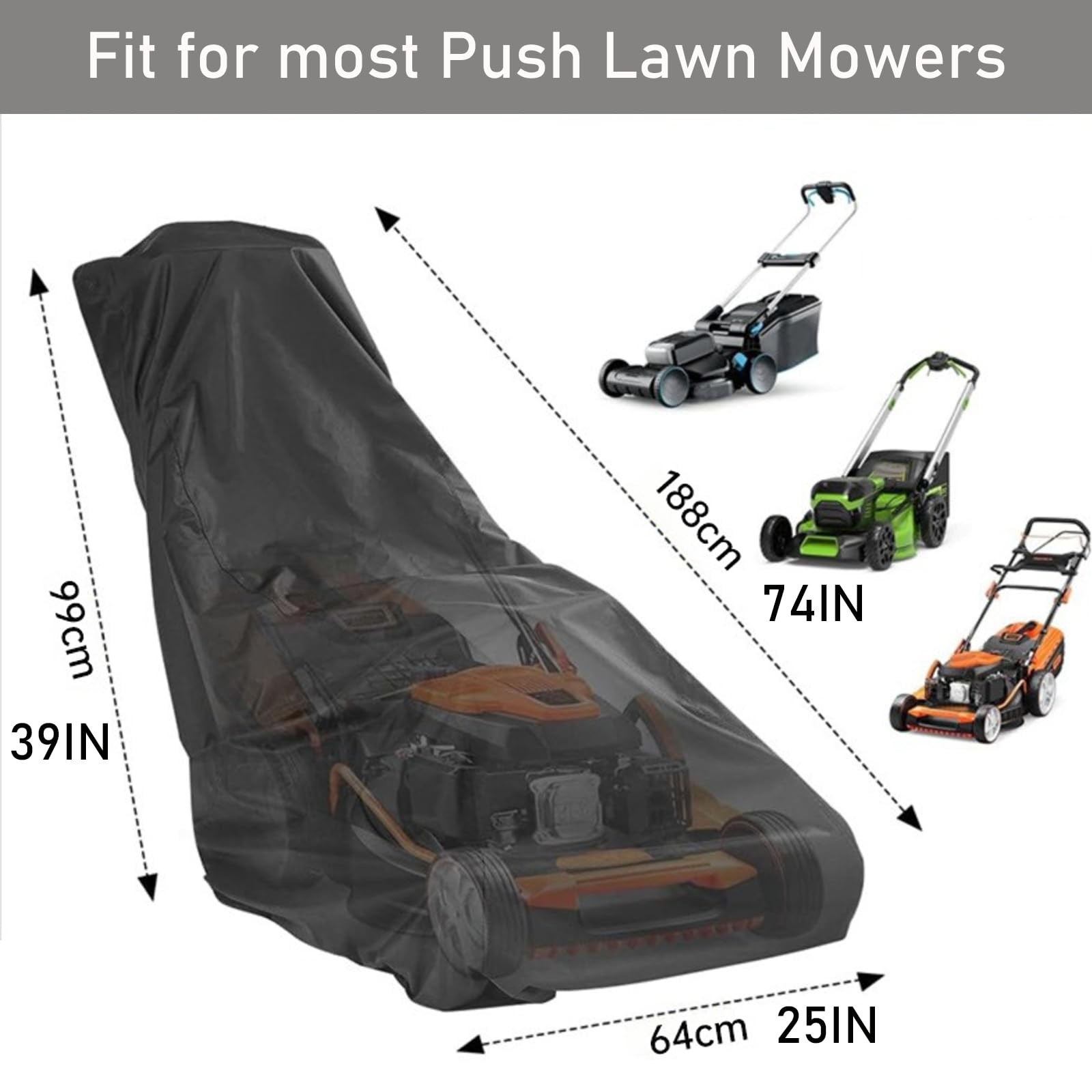 Lawn Mower Cover Waterproof Heavy Duty, 600D Polyester Push Lawnmower Covers ... gallery
