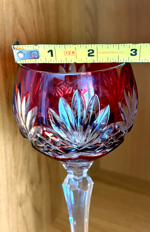 VTG AJKA "CAROLINE" RUBY RED CUT-TO-CLEAR 8 OZ. CRYSTAL WINE GLASS HUNGARY MINT gallery