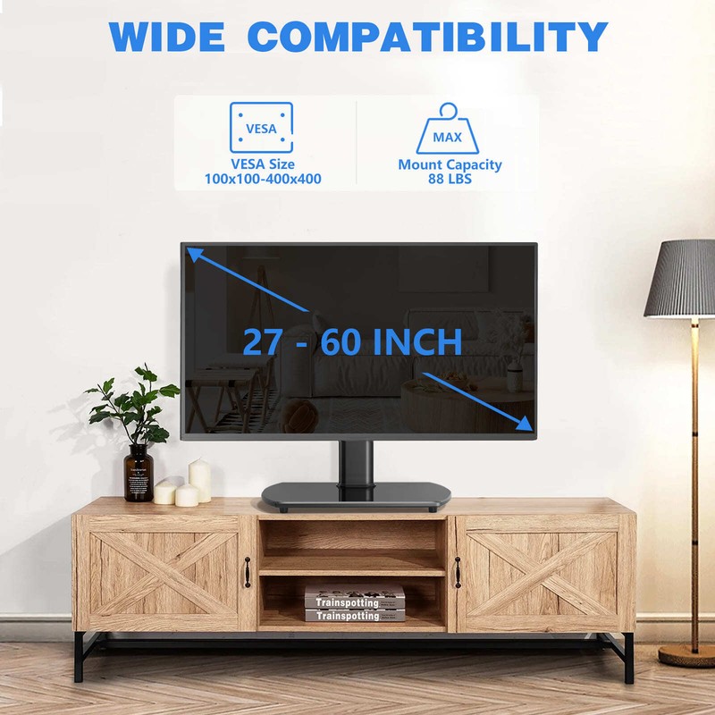Universal Adjustable Tabletop TV Stand with Swivel Mount for 27-55 inch Flat TVs gallery