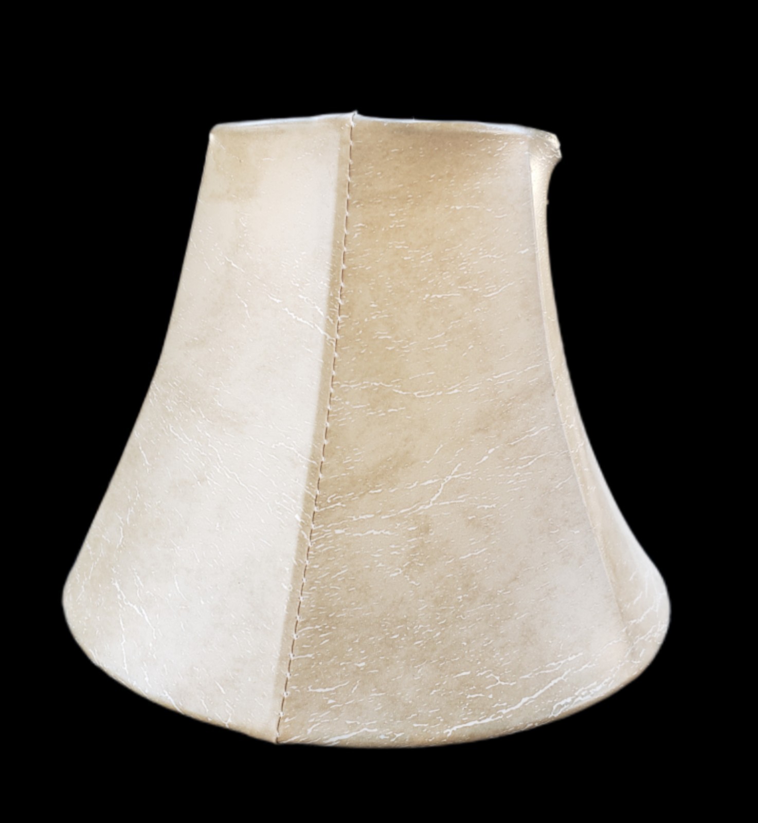 Beige Faux Leather Bell Shaped Mini Clip-On Chandelier Lamp Shade 6" x 3" x 4.5" gallery