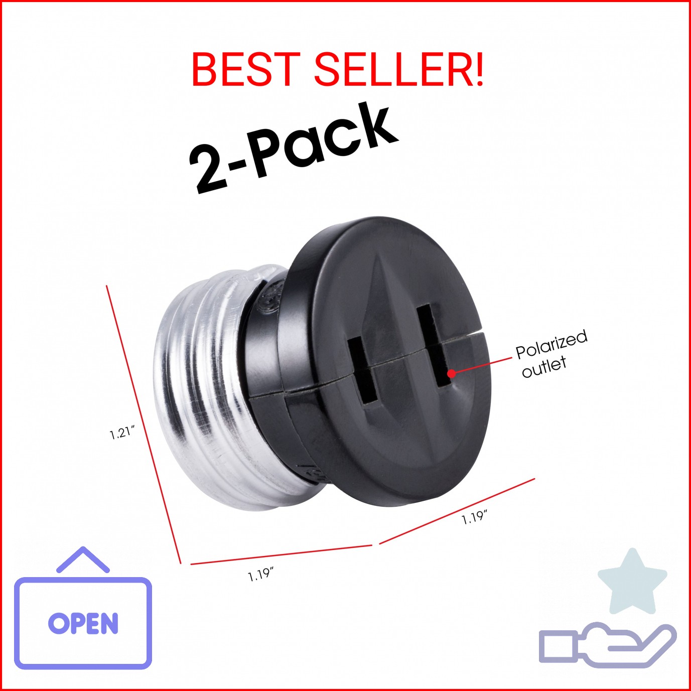 Power Gear Polarized Handy Plug, 2 Pack, Easy to Install, 2-Prong, Convert Light gallery